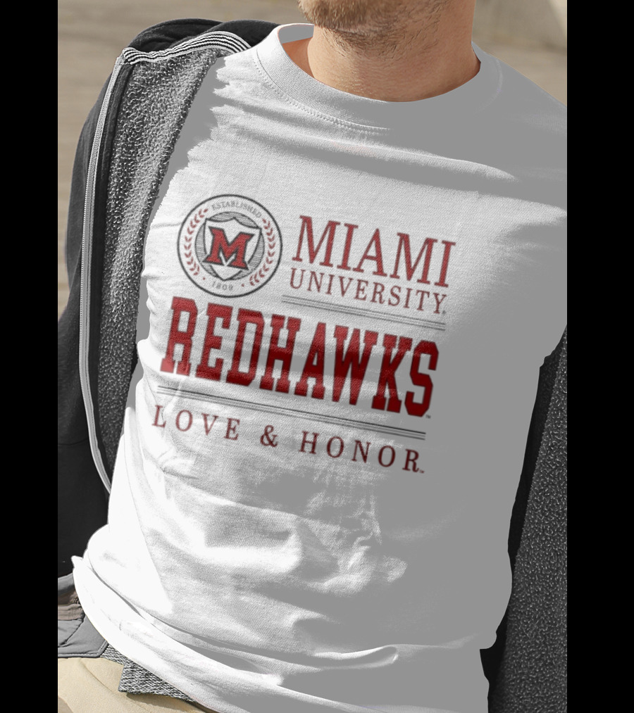 Miami University Redhawks M Seal Love And Honor T-Shirt