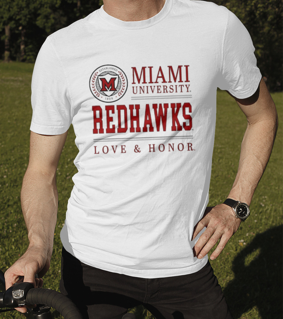 Miami University Redhawks M Seal Love And Honor T-Shirt