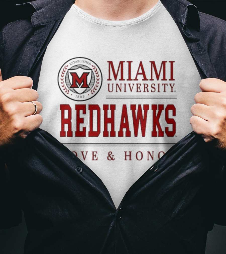 Miami University Redhawks M Seal Love And Honor T-Shirt