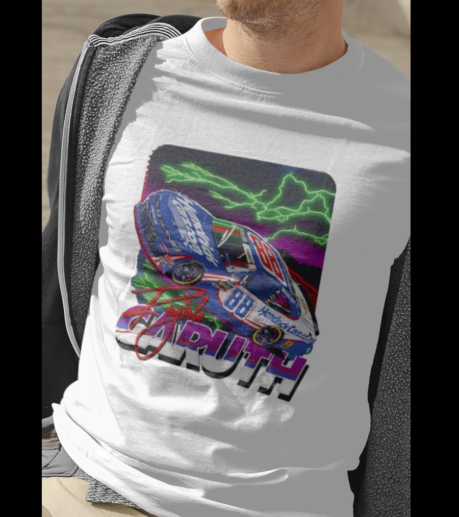 Rajah Caruth Hendrick Cars 88 NASCAR Race Lightning Signature T-Shirt