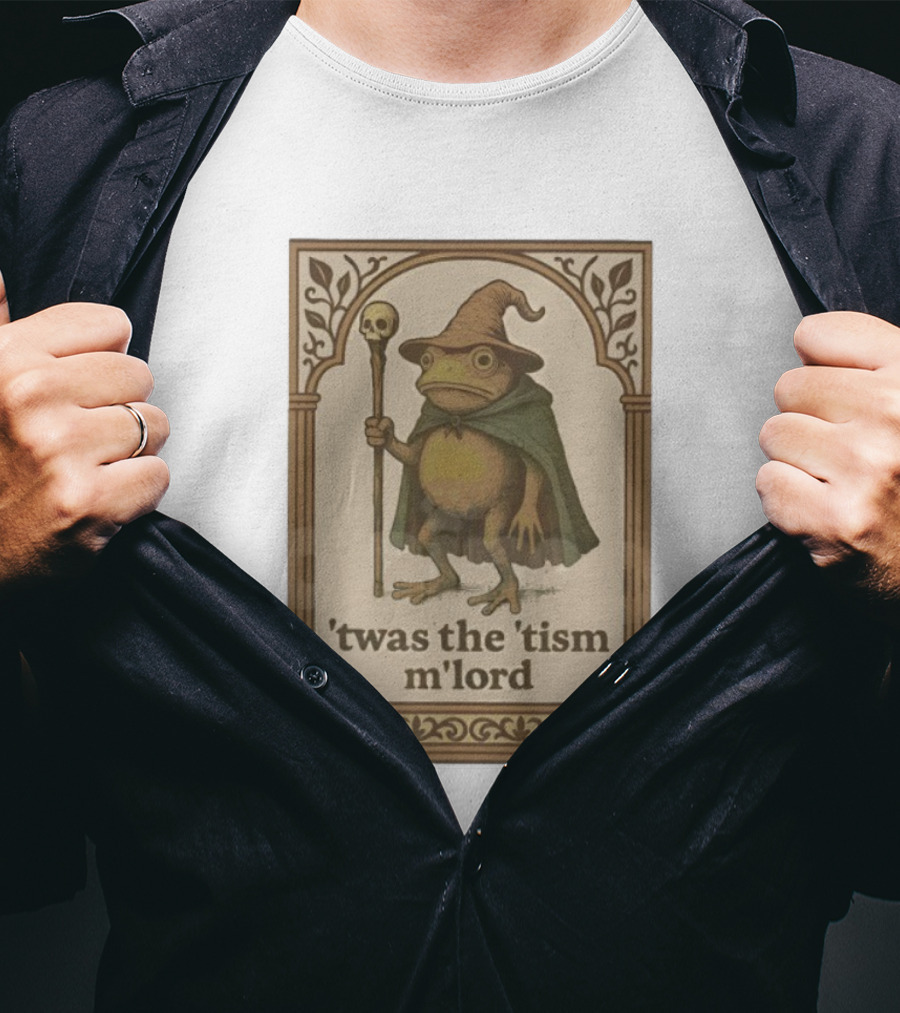 Wizard Frog 'twas The 'tism M'lord Magic Toad With Staff And Hat T-Shirt