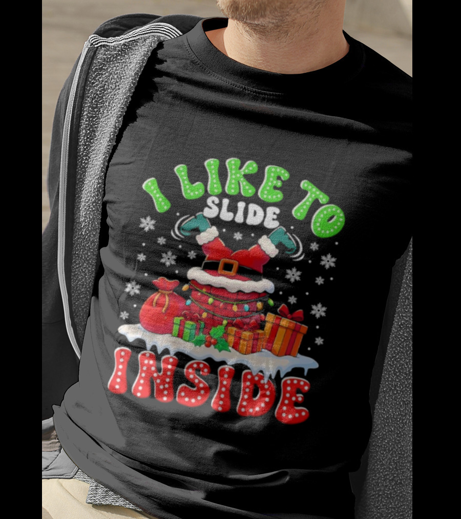 I Like To Slide Inside Funny Santa Christmas Couple Matching T-Shirt