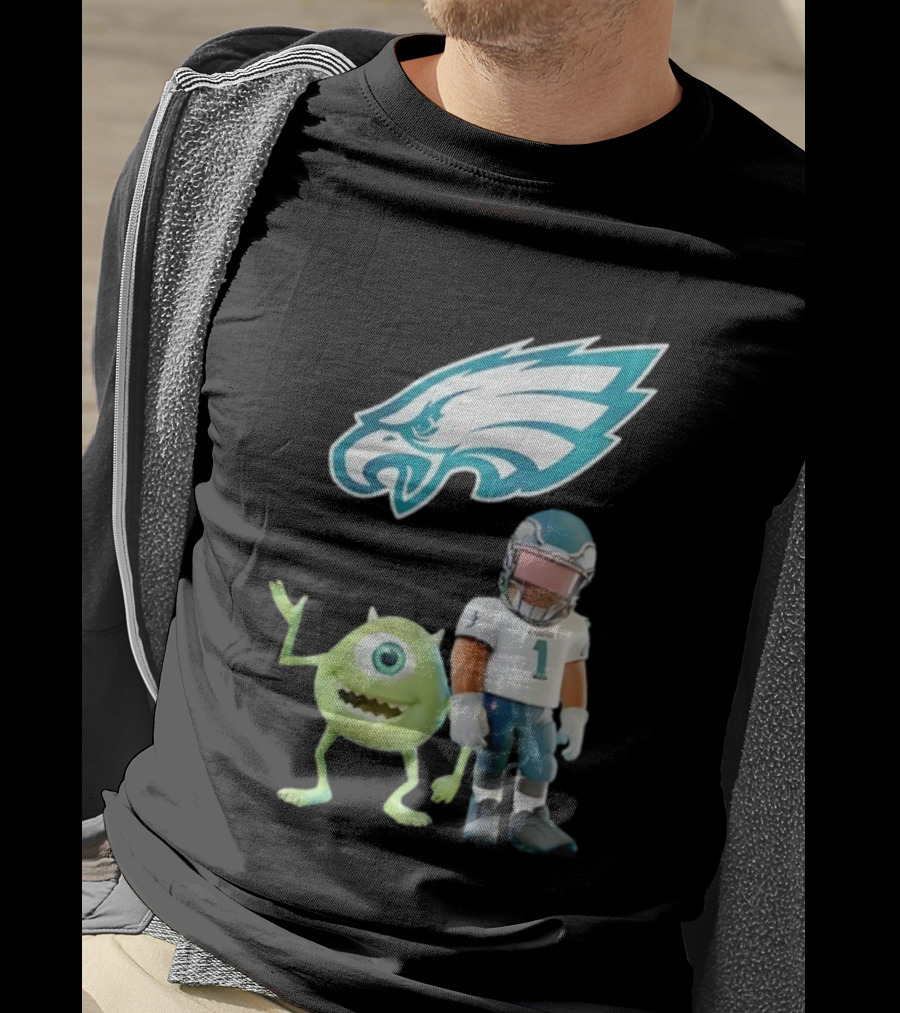Philadelphia Eagles NFL Mike Wazowski Collaboration Football Fan Gear T-Shirt
