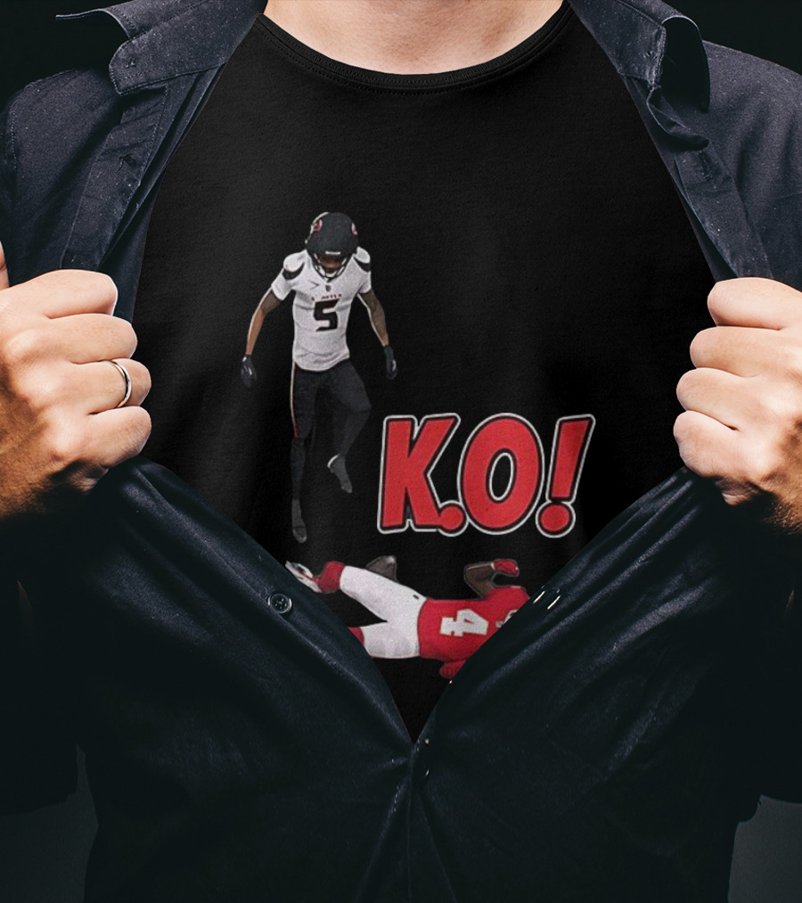Jalen Pitre KO Monster Hit On Rashee Rice Houston Texans T-Shirt