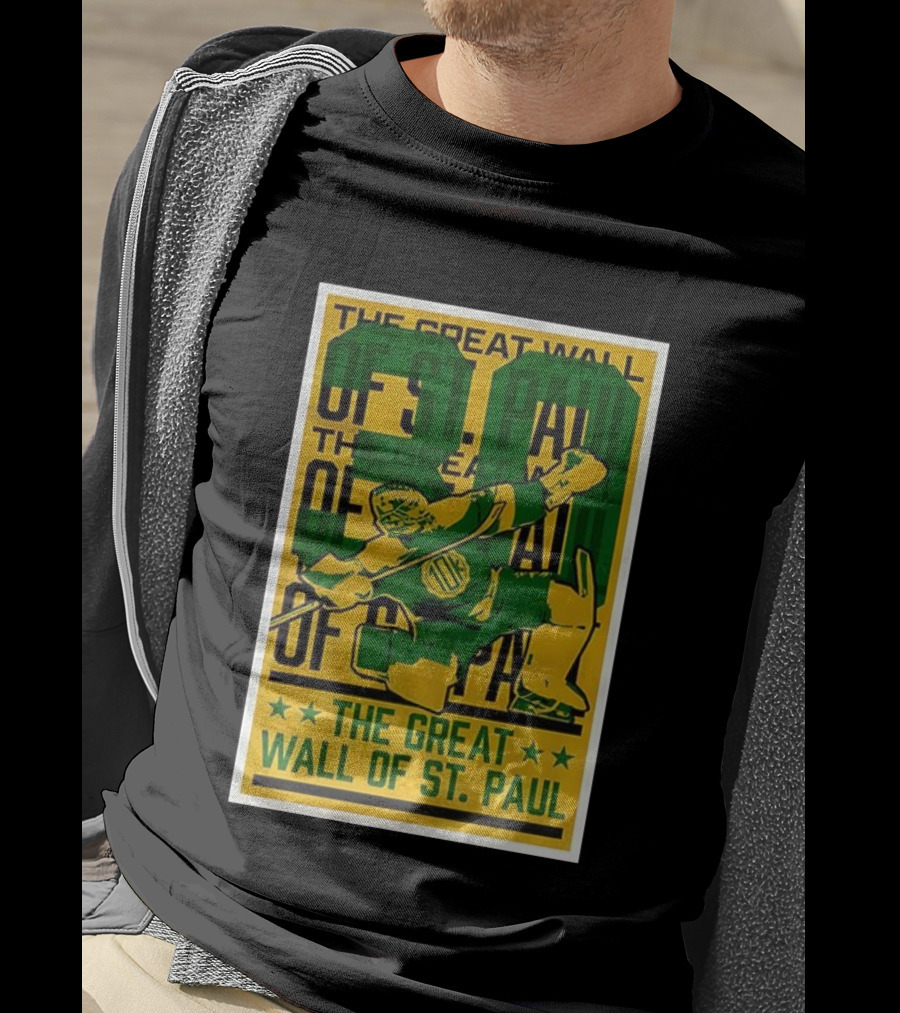 The Great Wall Of St. Paul Minnesota Wild Jesper Wallstedt Pose T-Shirt