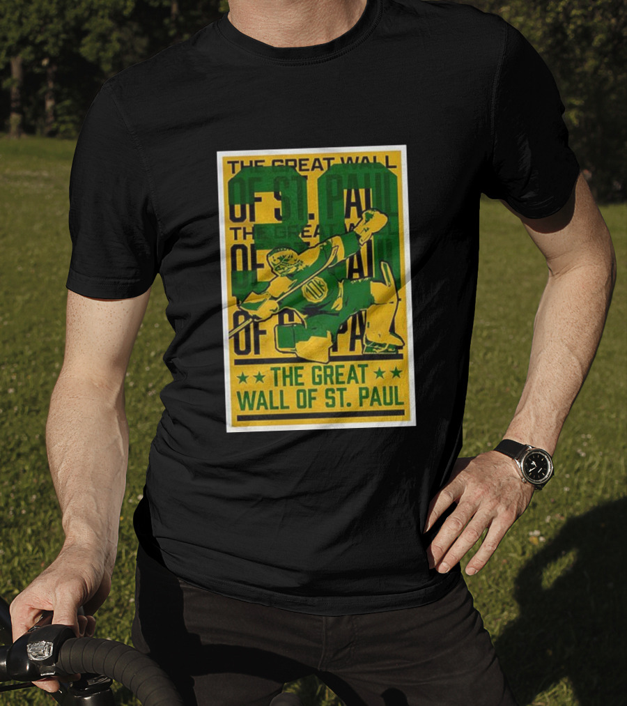 The Great Wall Of St. Paul Minnesota Wild Jesper Wallstedt Pose T-Shirt