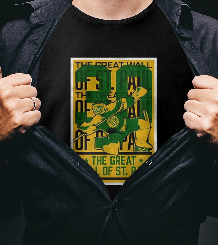 The Great Wall Of St. Paul Minnesota Wild Jesper Wallstedt Pose T-Shirt
