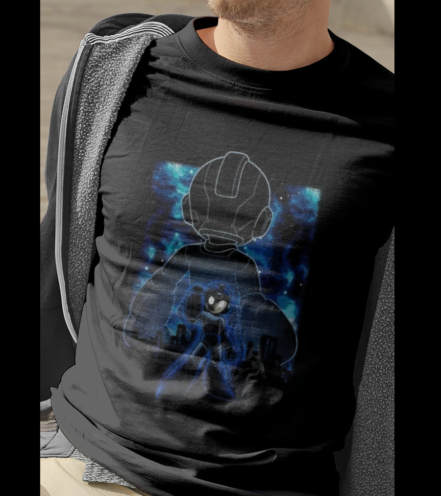 Rockman Nebula Mega Man Classic Video Game Skyline Retro Style T-Shirt