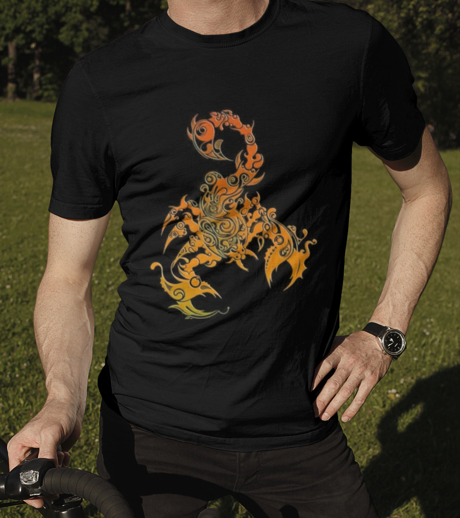 Scorpion Fiery Spirit Swirl Motif T-Shirt