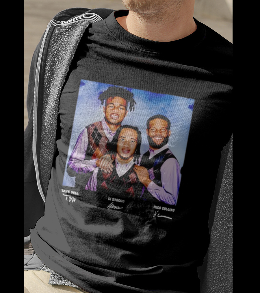 Nico Collins CJ Stroud Tank Dell Step Brothers Houston Texans NFL Players Portrait T-Shirt