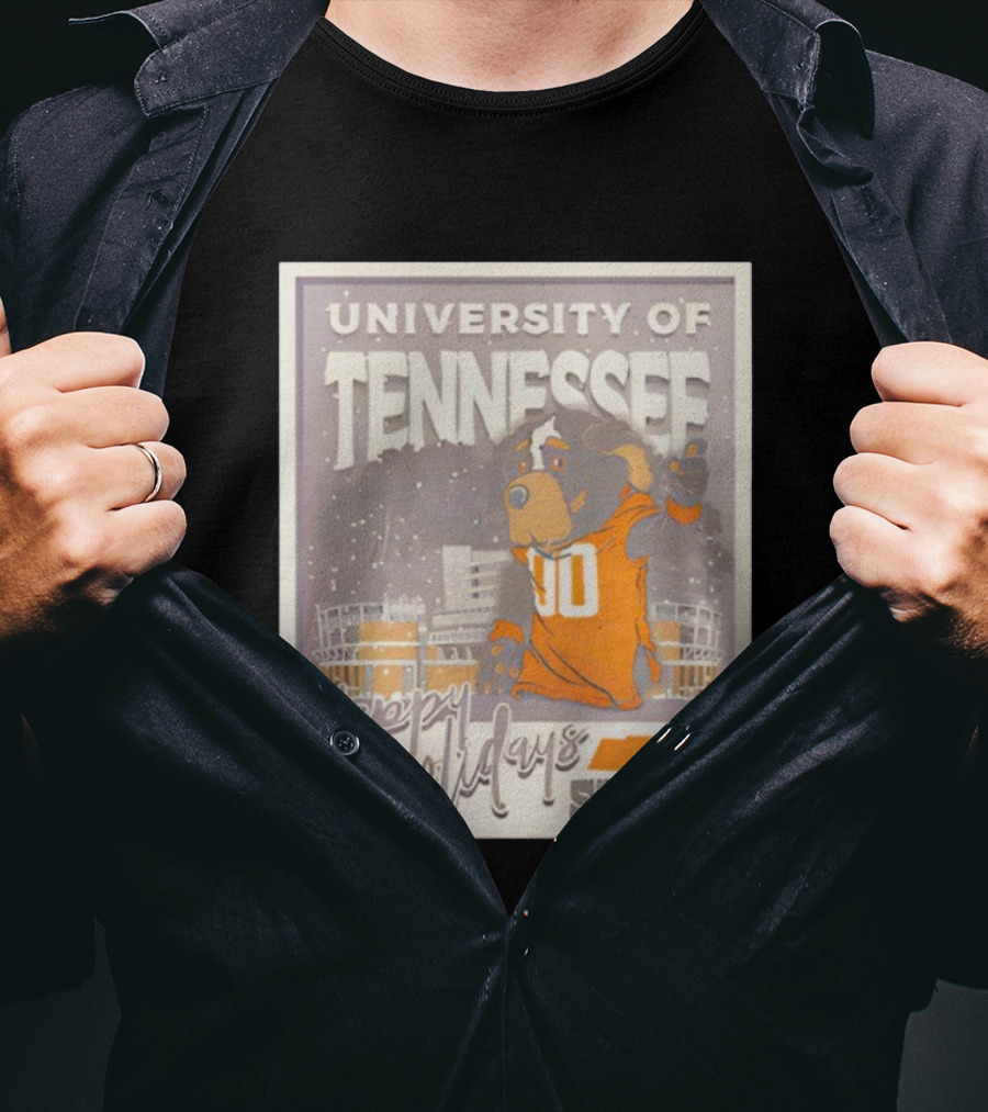 University Of Tennessee Happy Holidays From Smokey Stadium Scene T-Shirt