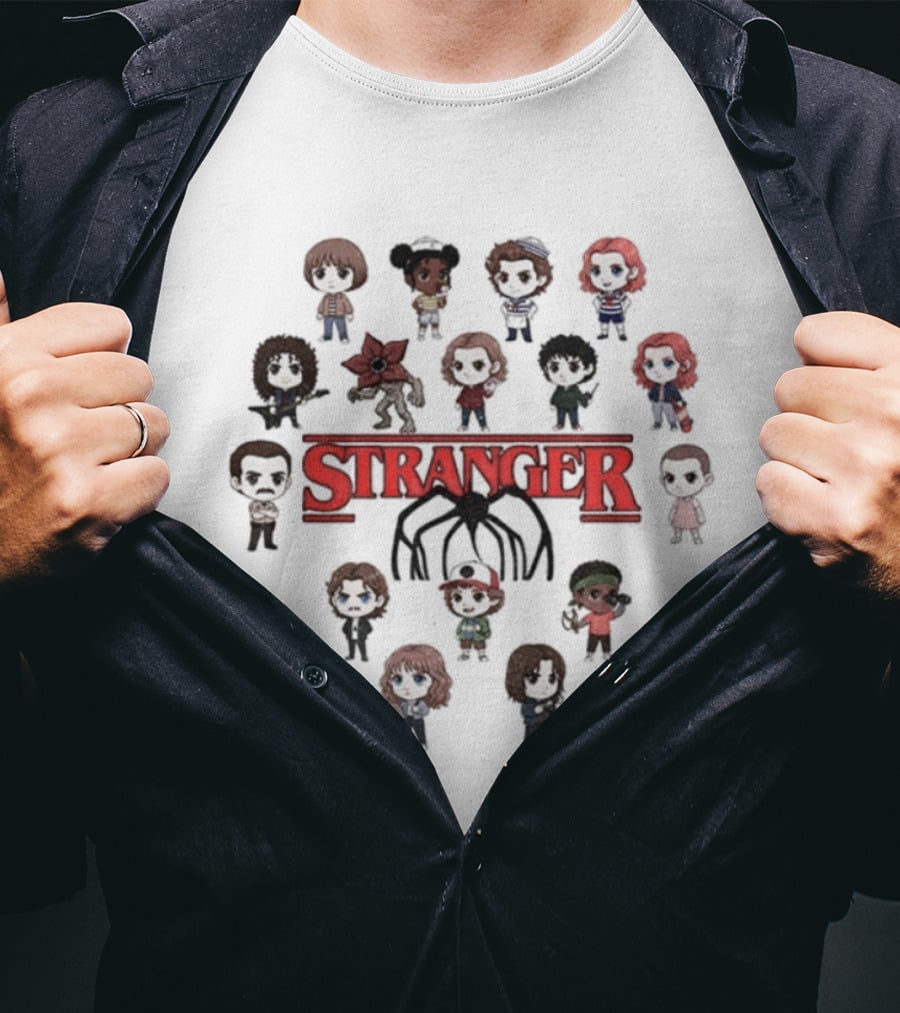 Cute Stranger Things Characters Eleven Demogorgon Dustin Mike Lucas Will Max Joyce Jim Hopper T-Shirt