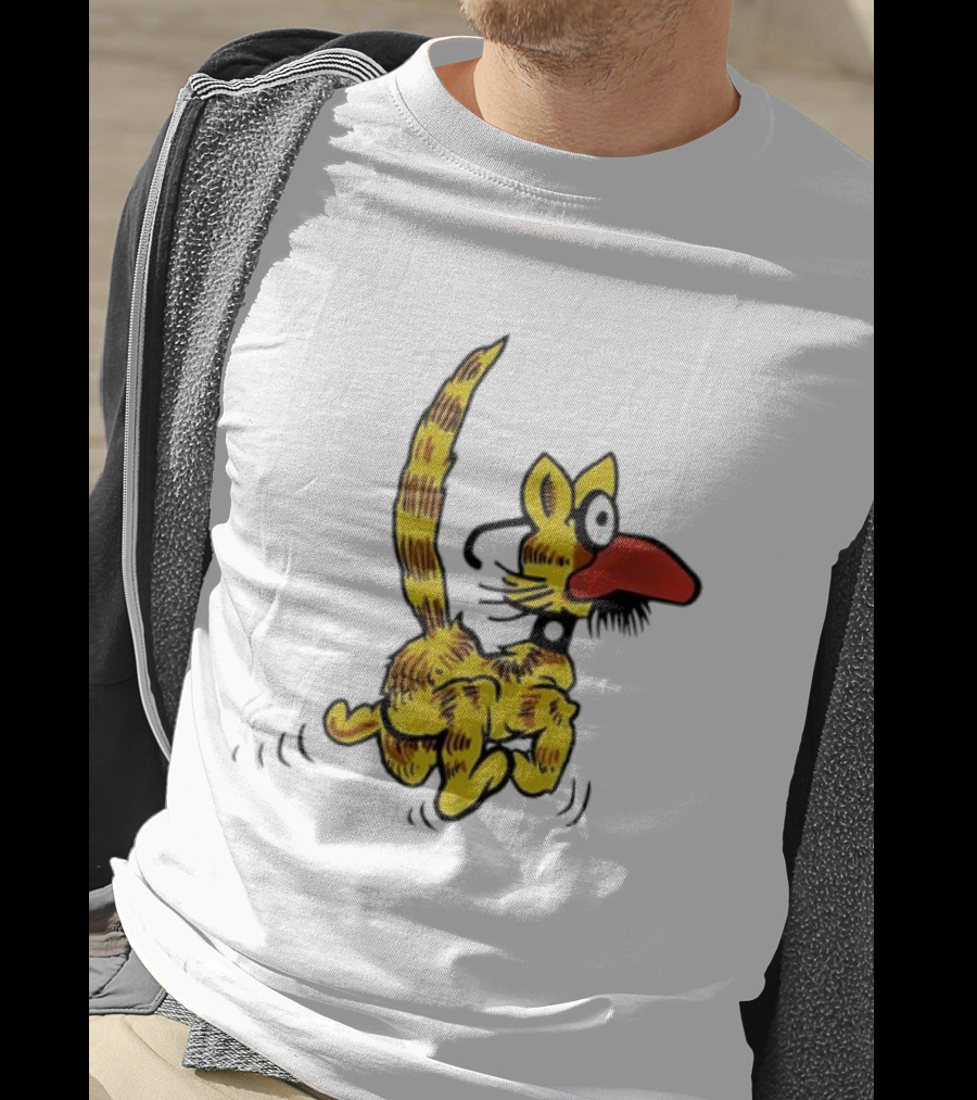 Don Martin Cartoon Yellow Cat With Red Nose Retro Humor Classic Comic Style T-Shirt