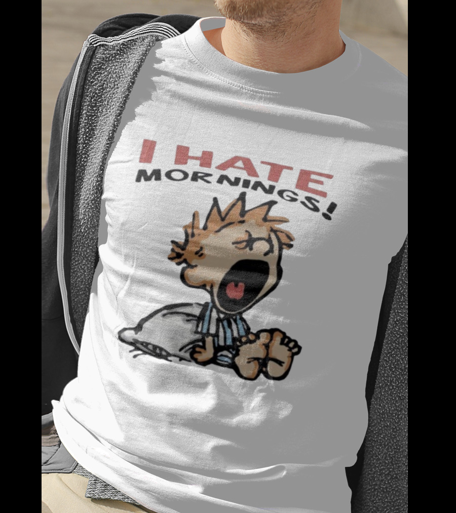 I Hate Mornings Cartoon Vintage Comic Style Pajamas Pillow T-Shirt