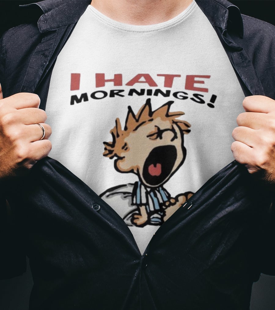 I Hate Mornings Cartoon Vintage Comic Style Pajamas Pillow T-Shirt
