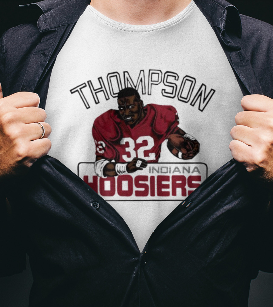 Indiana Hoosiers Anthony Thompson Caricature 32 Football Legend T-Shirt