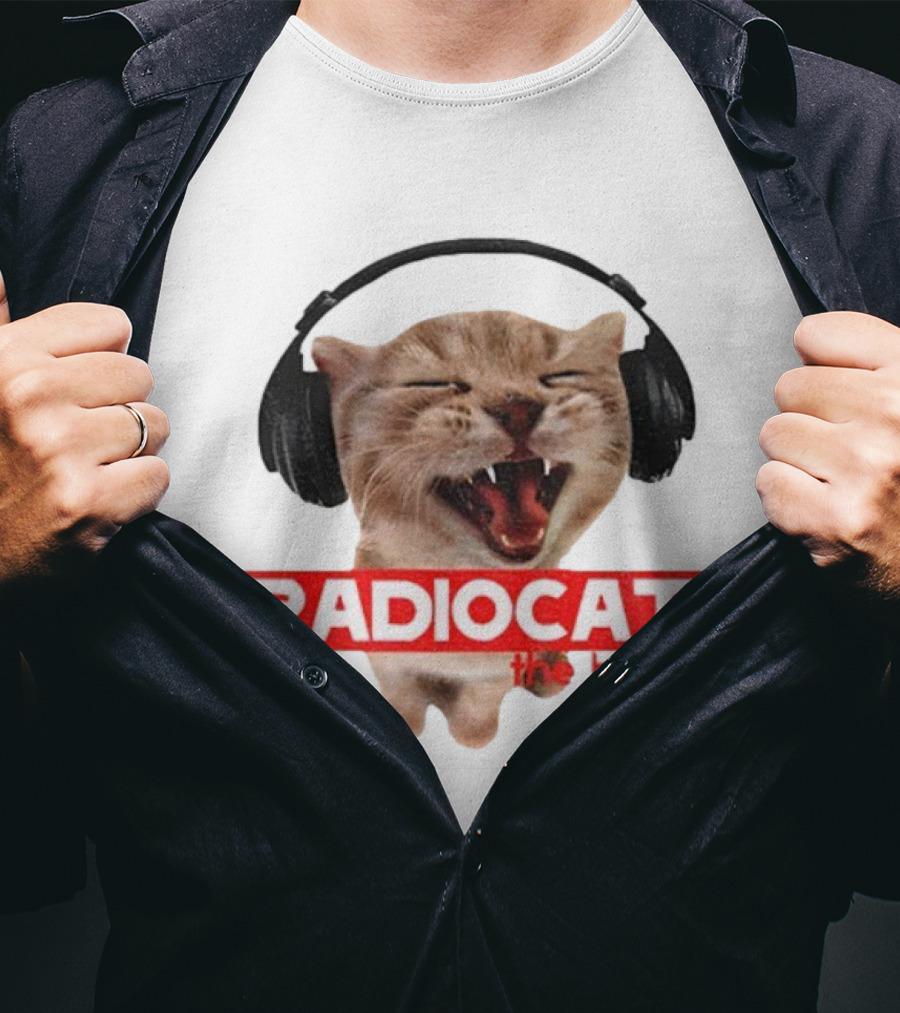 Radiocat The Bends Headphones Cat Graphic T-Shirt