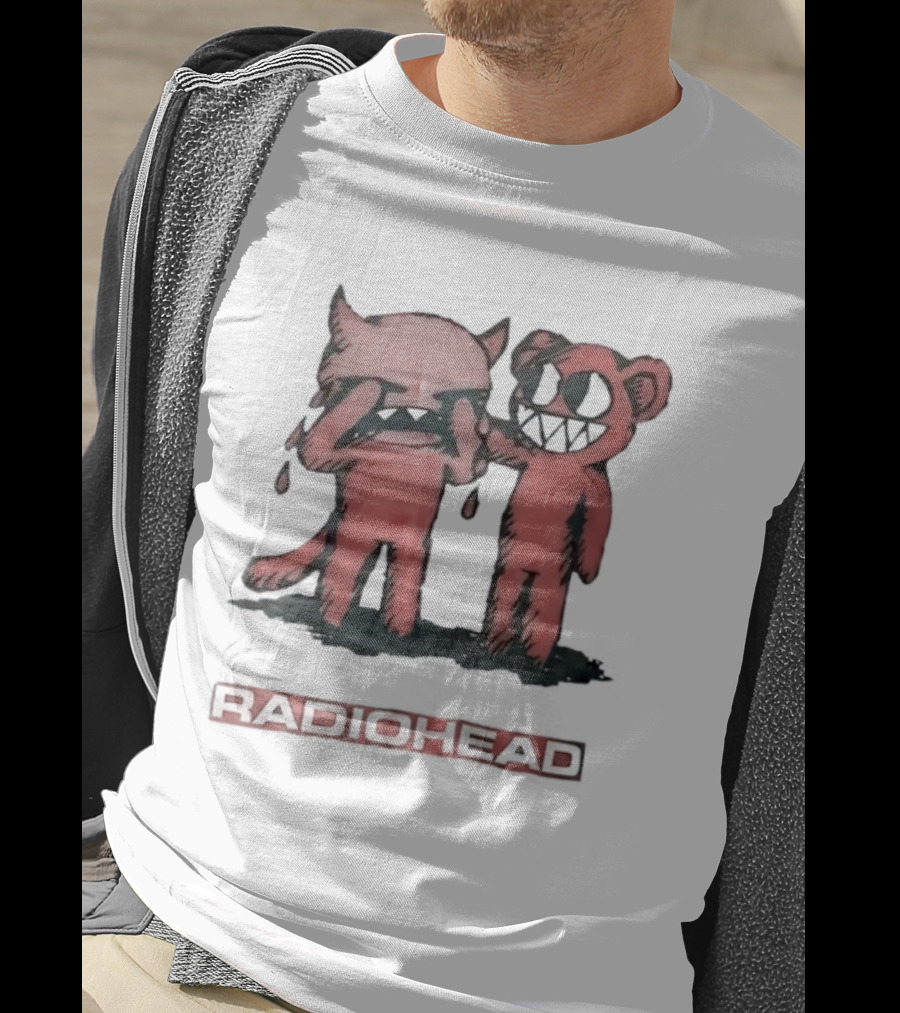Radiohead Retro 90s Rock Concert Crying Bear Demon Art T-Shirt