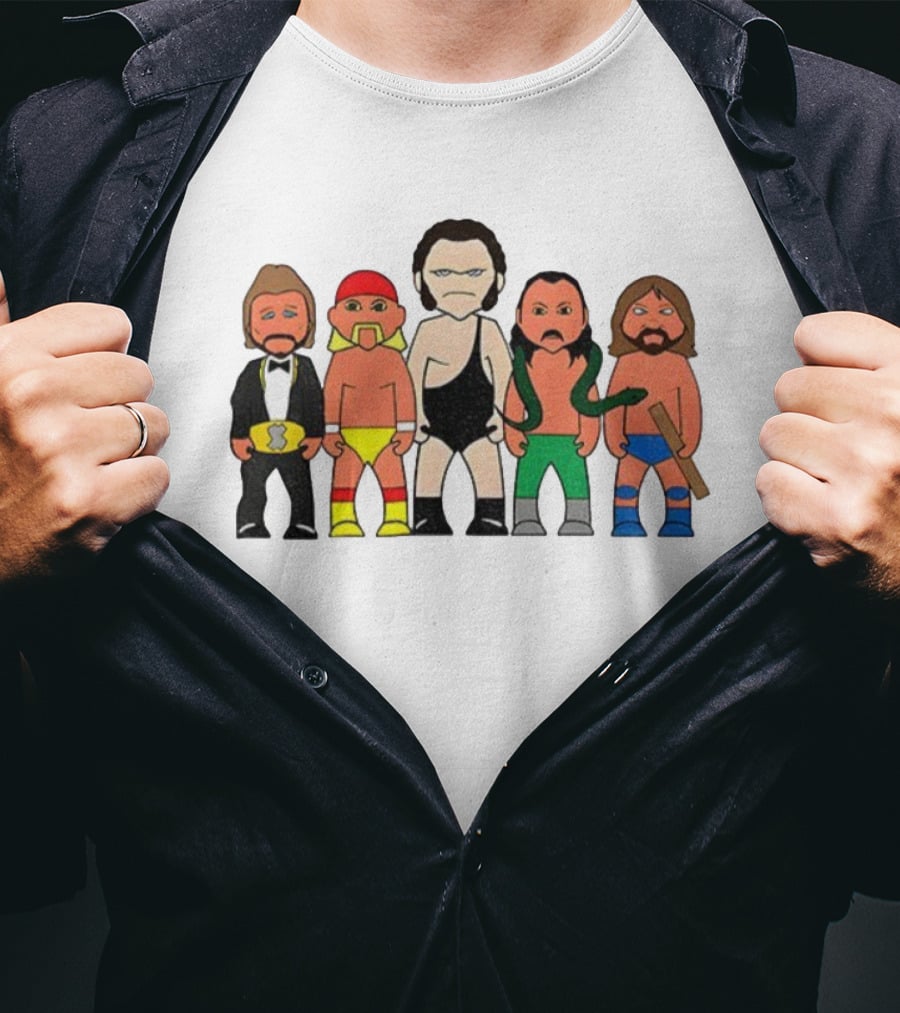 Legends Wrestling Cartoon Characters Retro Sport Icons T-Shirt