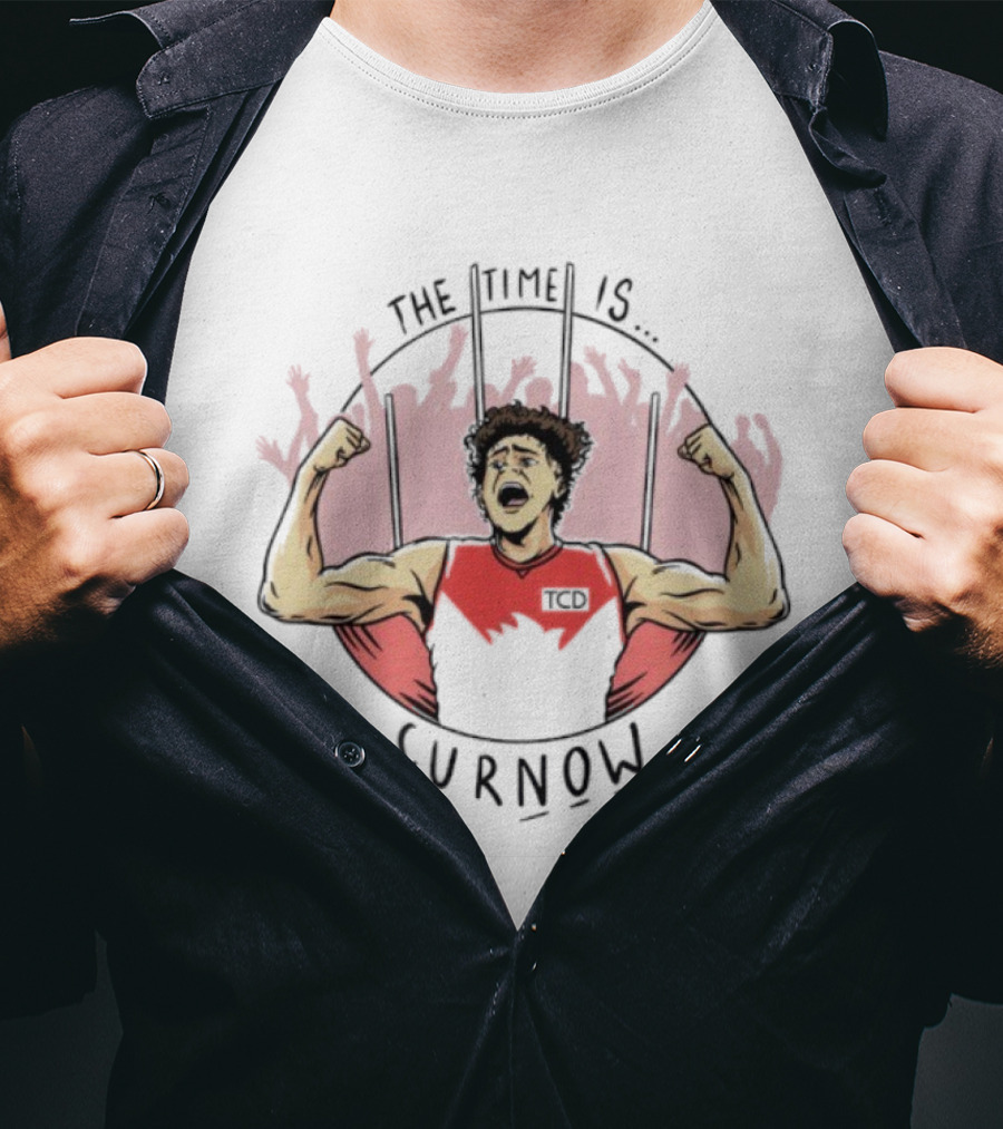 The Time Is Curnow Flexing Athlete Celebrating Victory T-Shirt