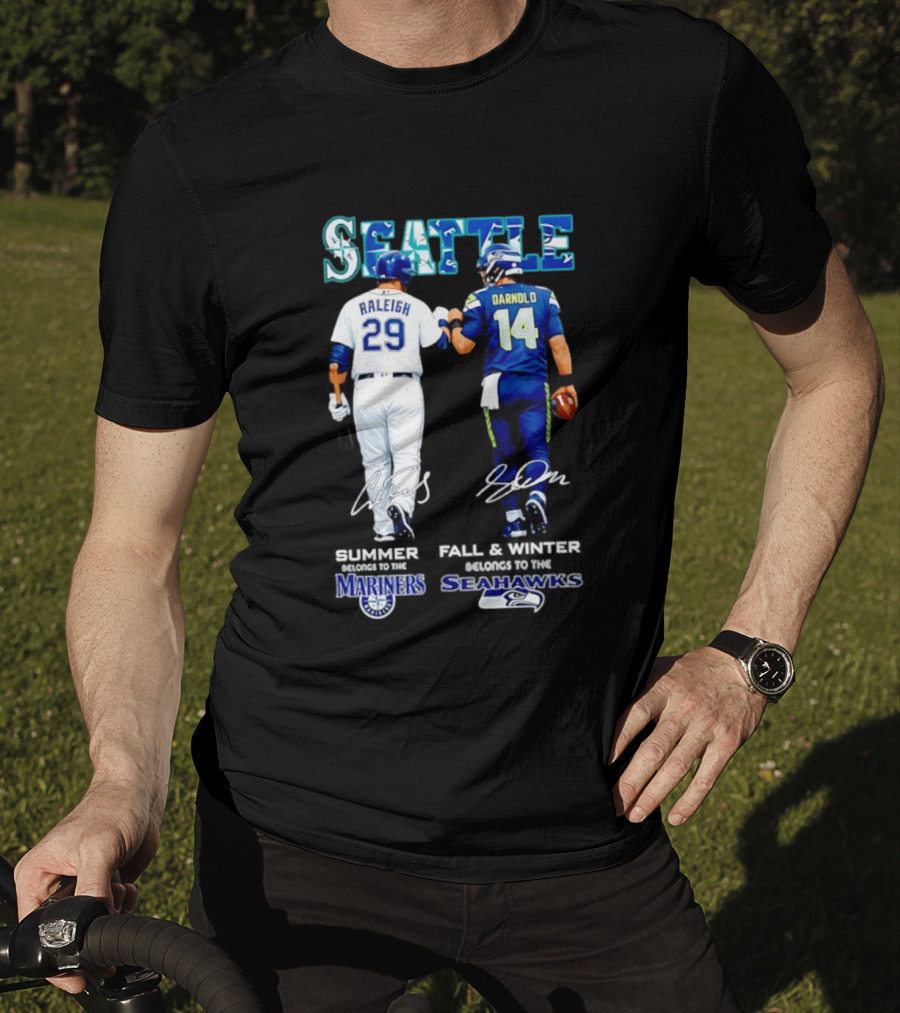 Seattle Cal Raleigh Mariners And Darnold Seahawks Fist Bump Summer Winter T-Shirt