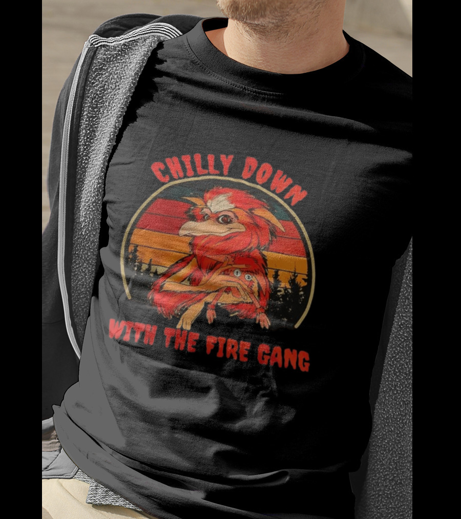 Chilly Down With The Fire Gang Retro Vintage Forest Creature T-Shirt