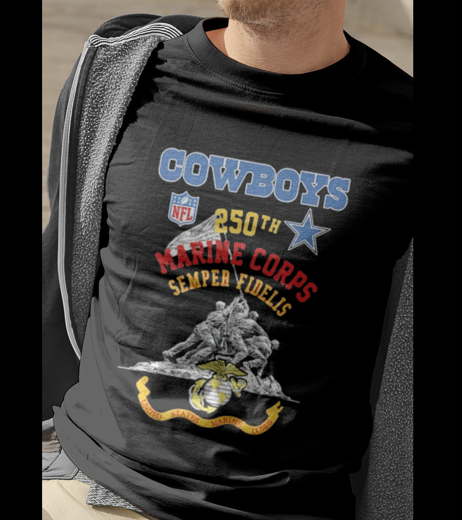 Cowboys NFL Marine Corps 250th Semper Fidelis United States T-Shirt