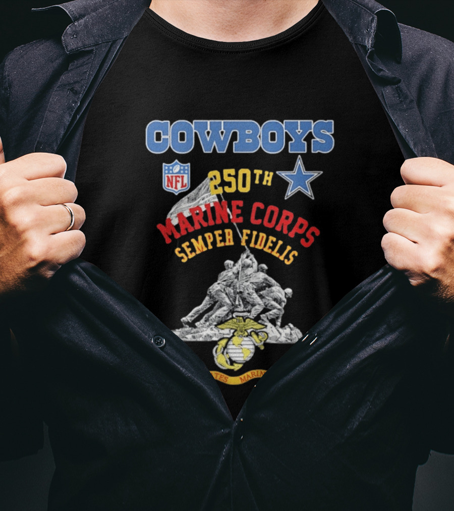 Cowboys NFL Marine Corps 250th Semper Fidelis United States T-Shirt