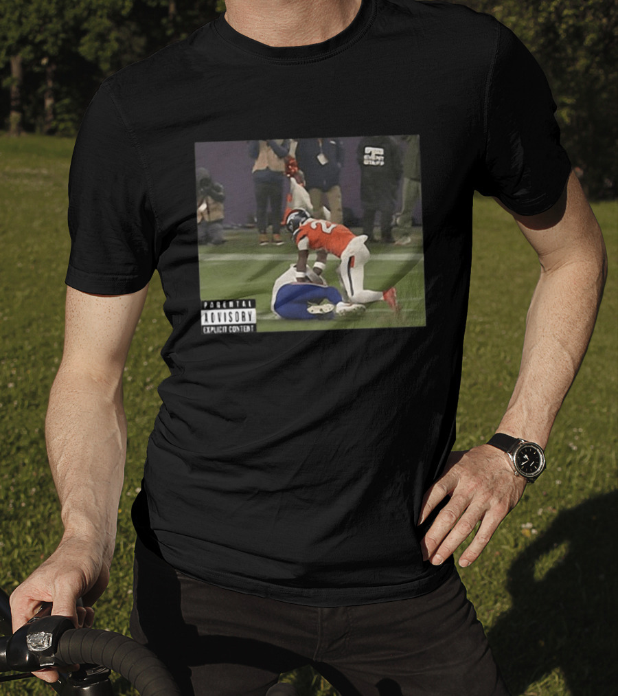 Denver Broncos Vs Buffalo Bills Explicit Content Tackle Controversial Interception Play T-Shirt