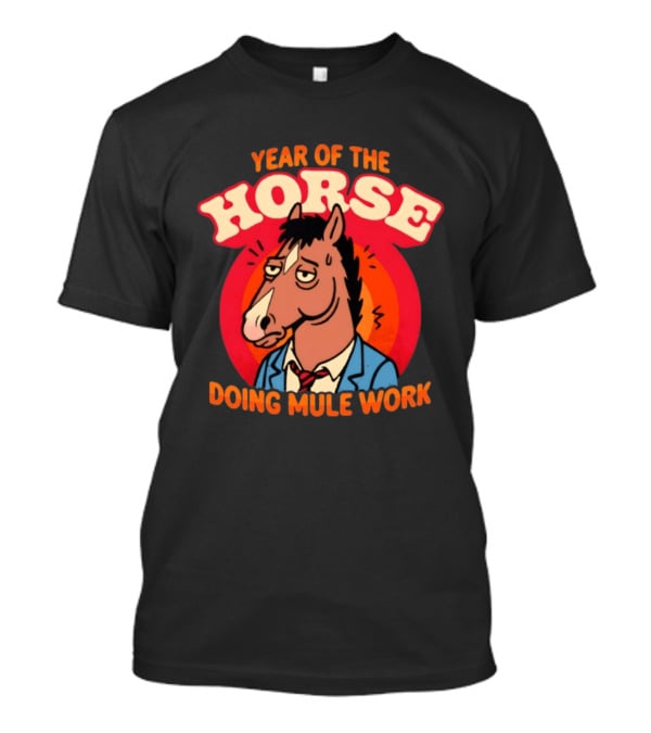 Year Of The Horse Doing Mule Work 2026 Retro Cartoon T-Shirt
