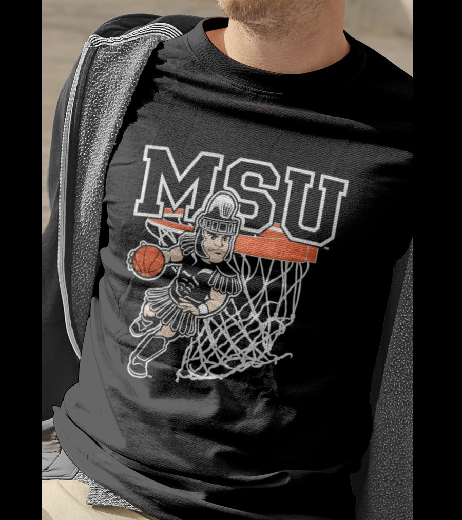 Michigan State Spartans Basketball MSU Logo Slam Dunk T-Shirt