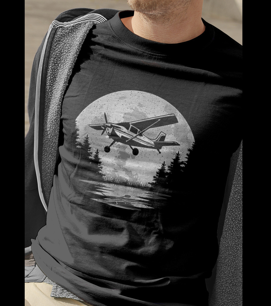 Pilot Airplane Aviator Aviation Vintage Seaplane Reflections T-Shirt