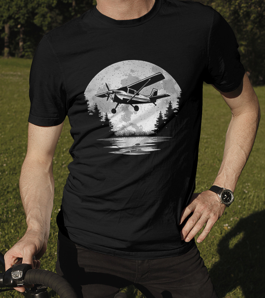 Pilot Airplane Aviator Aviation Vintage Seaplane Reflections T-Shirt