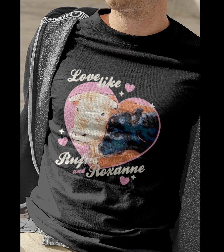 Love Like Rufus And Roxanne Heart Cows Pink Romance T-Shirt