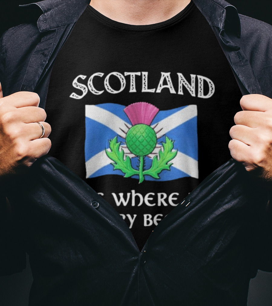 Scotland Thistle Flag It's Where My Story Begins T-Shirt