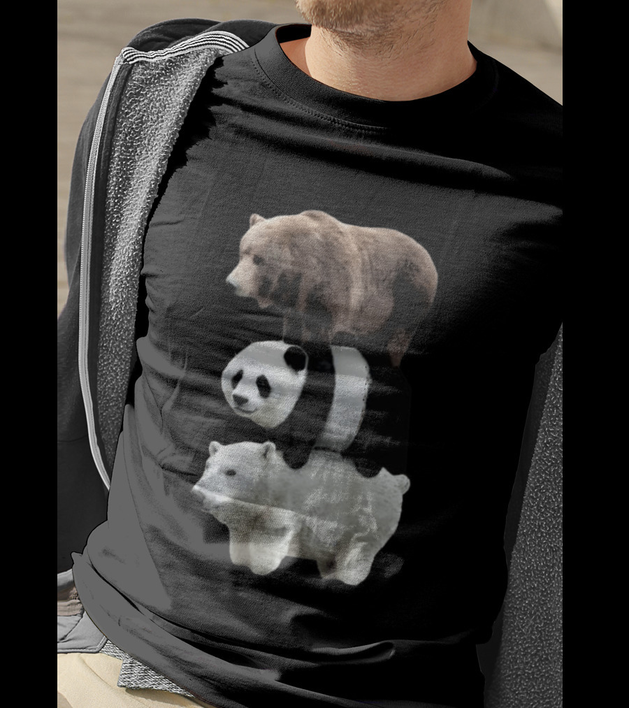 We Bears Realistic Stacked Brown Panda Polar Bears T-Shirt
