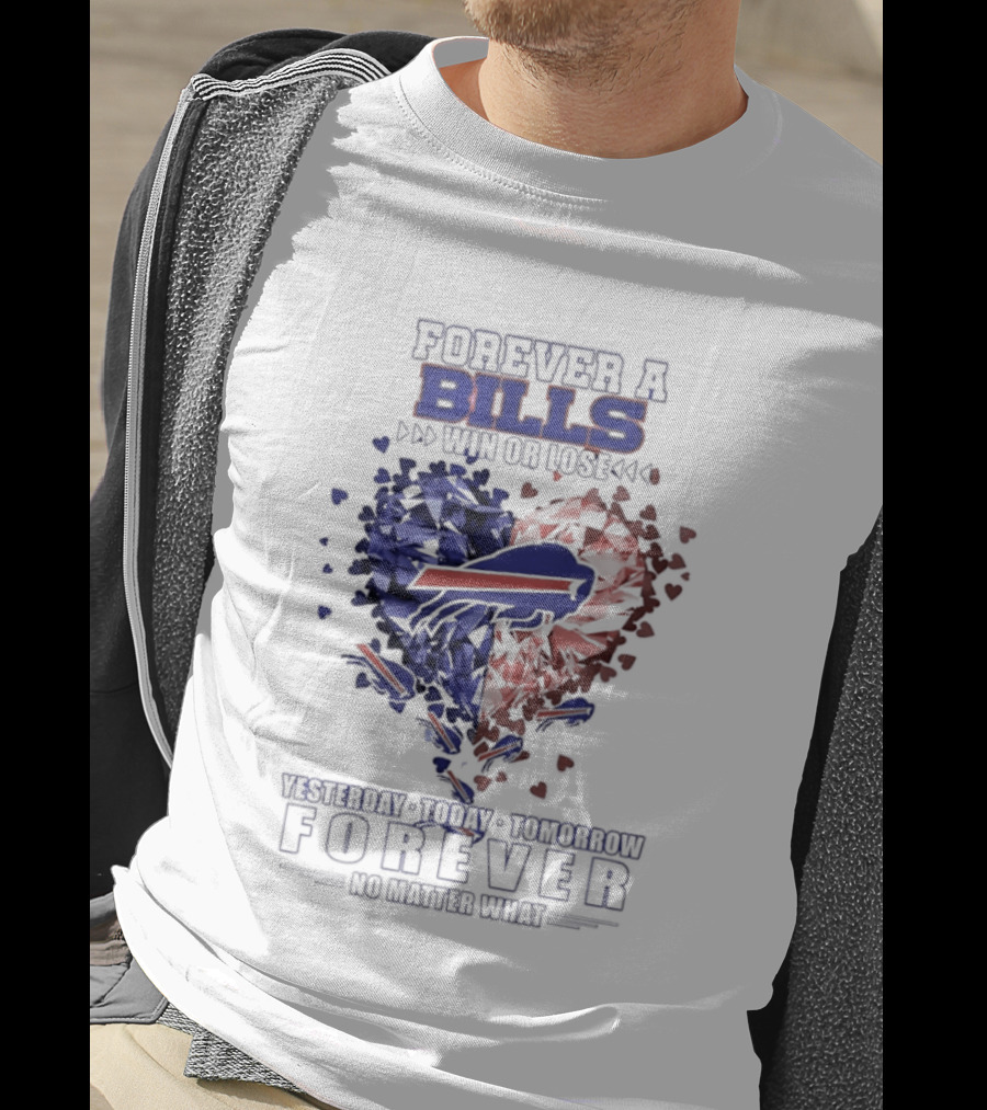 Buffalo Bills Diamond Heart Shape Forever A Bills Win Or Lose T-Shirt