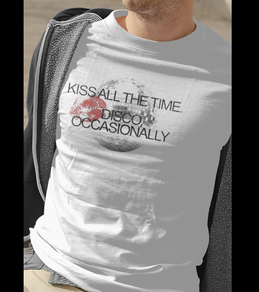 Kiss All The Time Disco Occasionally Ball Red Lips Disco Ball T-Shirt