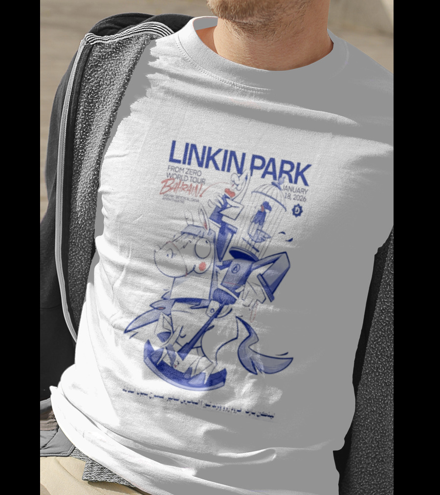 Linkin Park Road To Revolution Bahrain Tour Jan 18 2026 Signed T-Shirt
