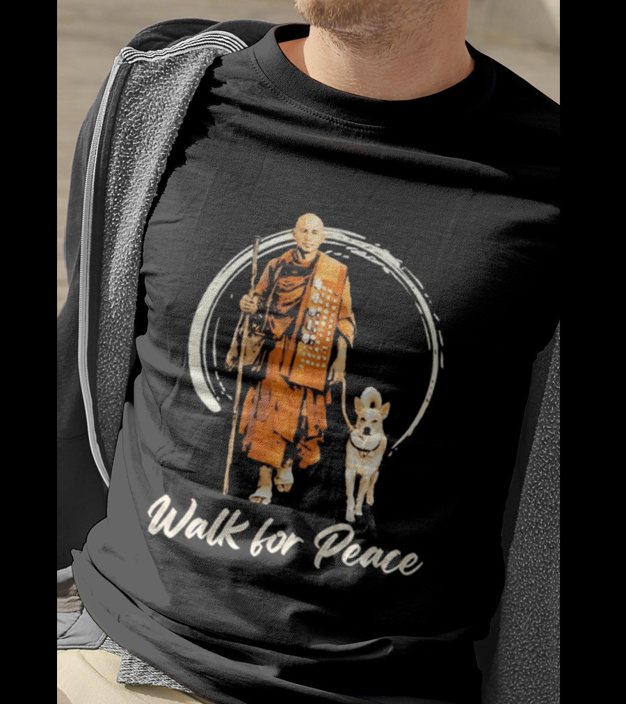 Walk For Peace Aloka With Monk And Dog T-Shirt