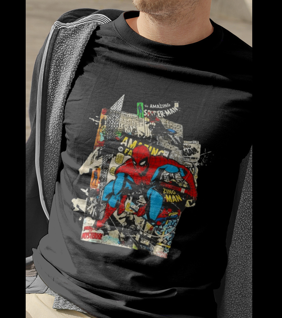 Amazing Fantasy Spider Man Zing Man Marvel Comic Collage T-Shirt