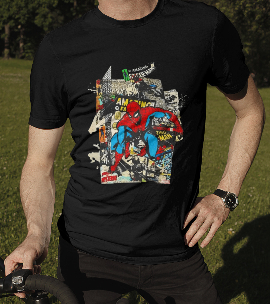 Amazing Fantasy Spider Man Zing Man Marvel Comic Collage T-Shirt