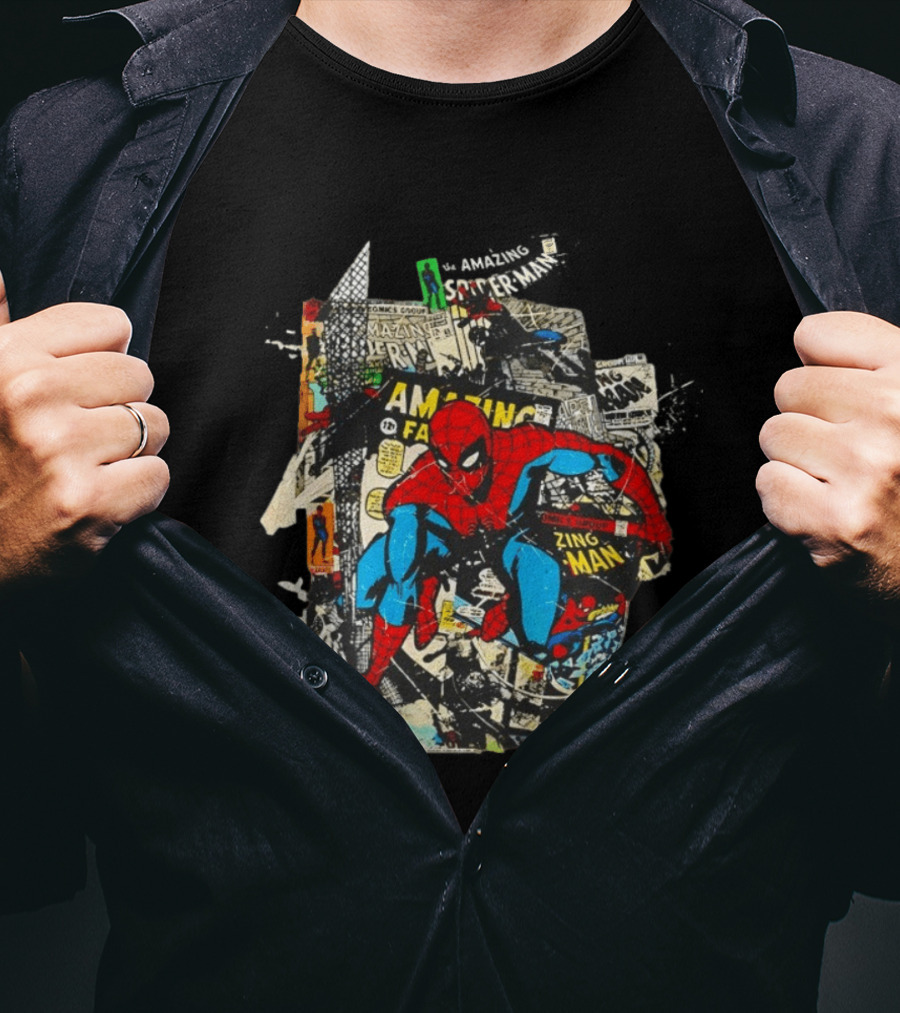 Amazing Fantasy Spider Man Zing Man Marvel Comic Collage T-Shirt