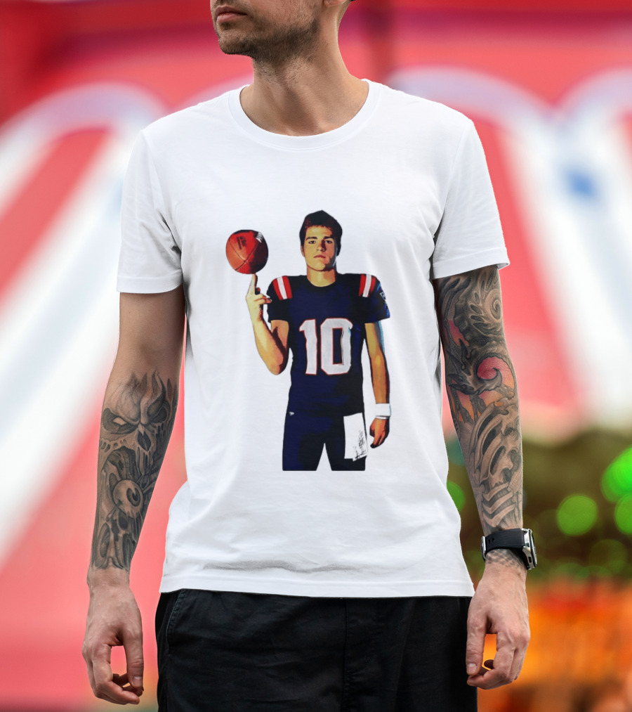 Drake Maye M.N.E.G.A. New England Patriots Football 10 T-Shirt