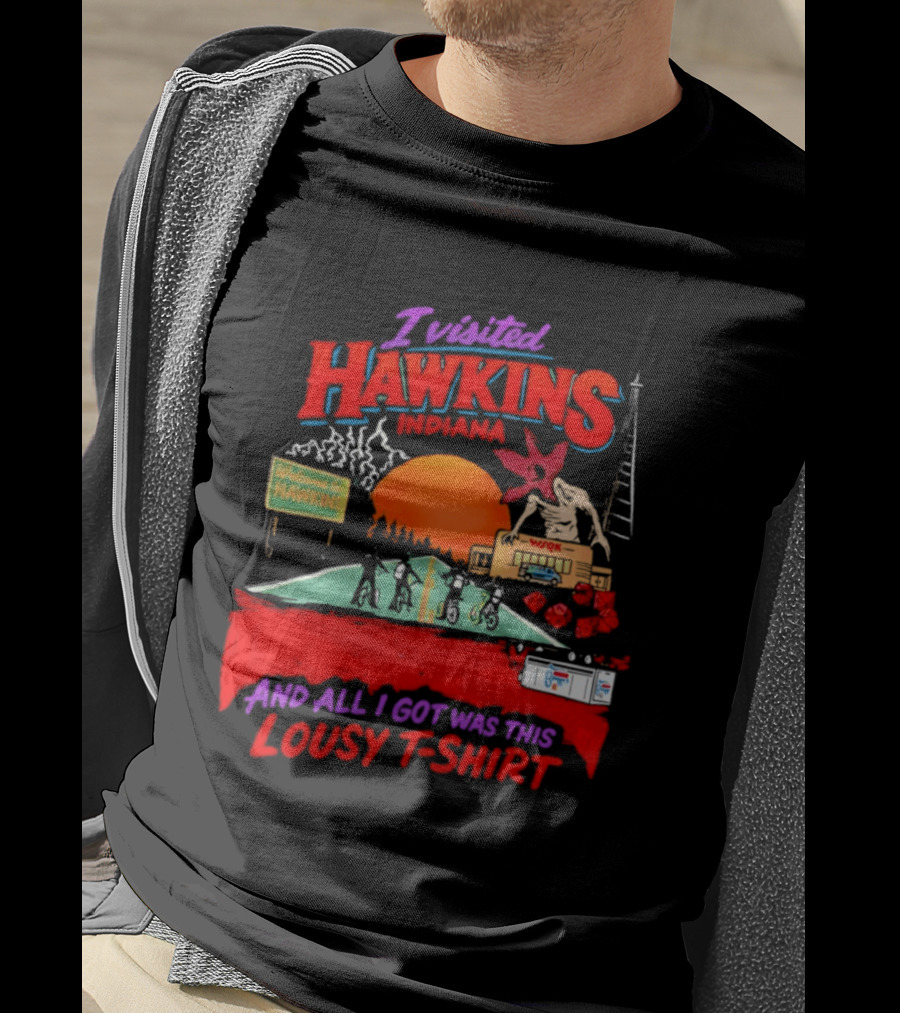 I Visited Hawkins Indiana Welcome Sign Demogorgon Bicycle Kids Lousy T T-Shirt