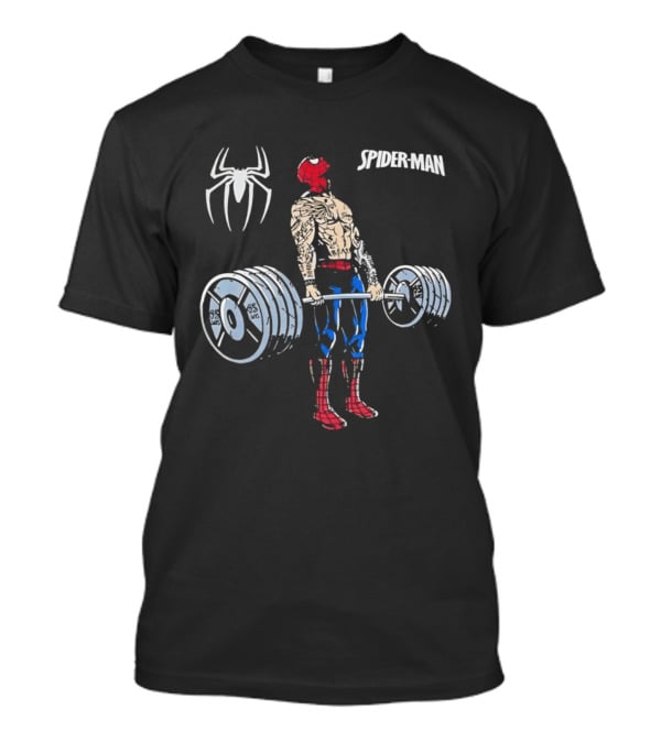 Spider Man Deadlift Superhero Workout Strength Fitness T-Shirt
