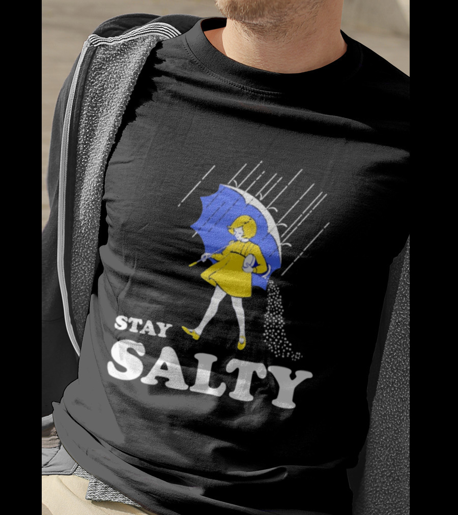Stay Salty Girl In Yellow With Blue Umbrella T-Shirt