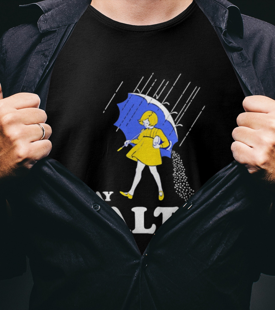 Stay Salty Girl In Yellow With Blue Umbrella T-Shirt