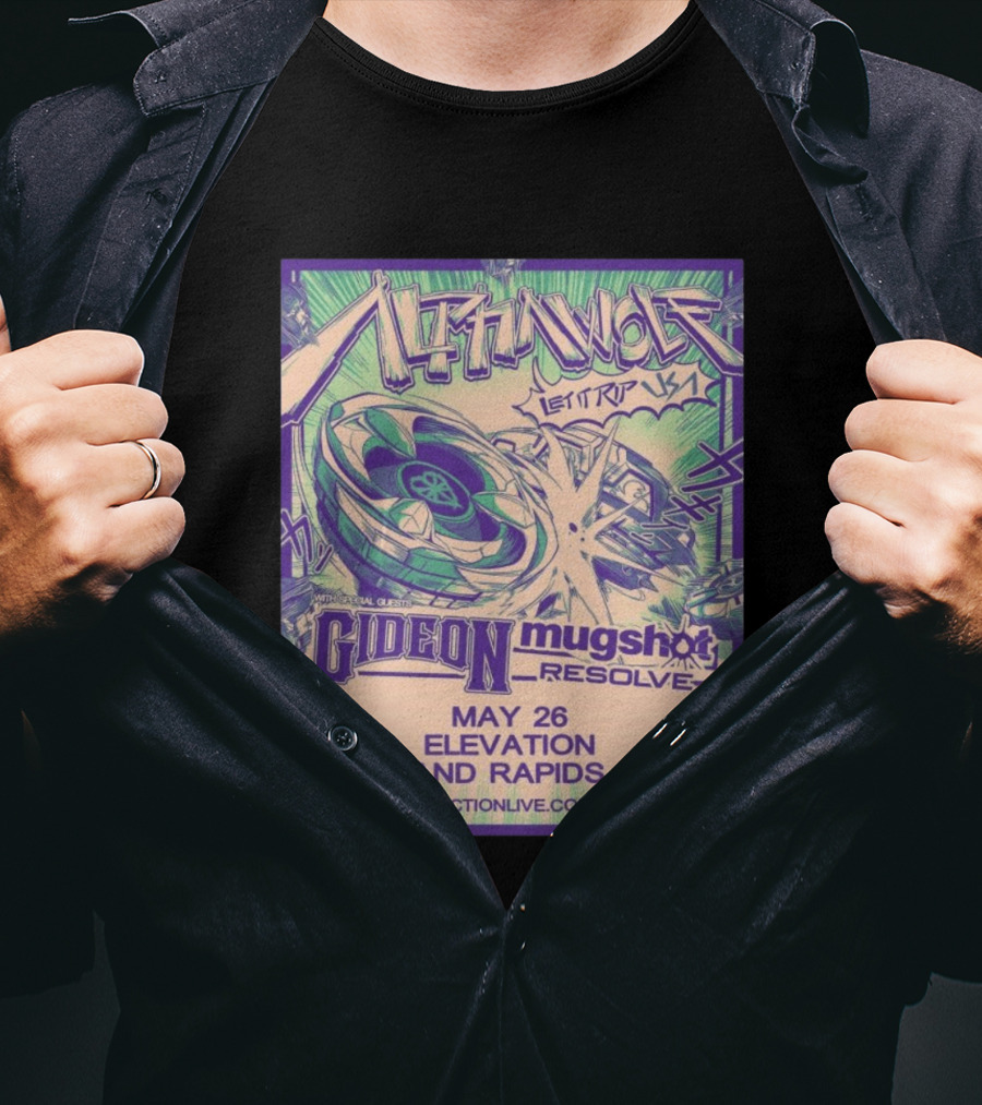 Alpha Wolf Let It Rip USA Tour 2026 May 26 Grand Rapids MI Gideon Shot Resolve T-Shirt