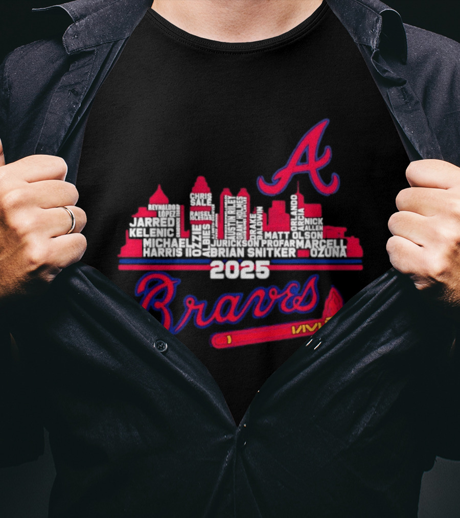 Atlanta Braves Players City Skyline 2025 T-Shirt